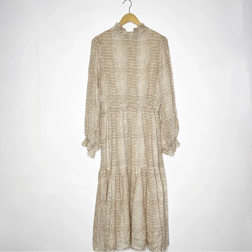 Anna Cate Tan Croc Print Boho Dress Size Large - Picture 6 of 6